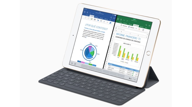 iPad pro pequeño con Office y teclado